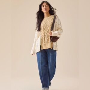 Size: M l Altar'd State Tan + Cream, "Emmaline" Oversized Sweater